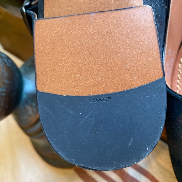 EUC Coach Mary Jane Floral Embellished Anthracite Leather Flat - Picture 7 of 7